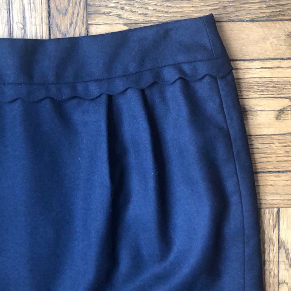 J.Crew Navy Wool Scallop Trim Mini Skirt - Picture 3 of 9
